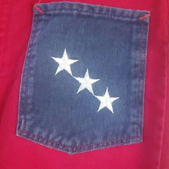 Vintage 1970s Wide-Leg Denim Jeans w/ Star Designed Pockets Sz 30" x 29" - Picture 5 of 7